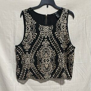 Forever 21 black w/ gold sequence crop‎ top w/ zipper back / Size L / Box 1-19